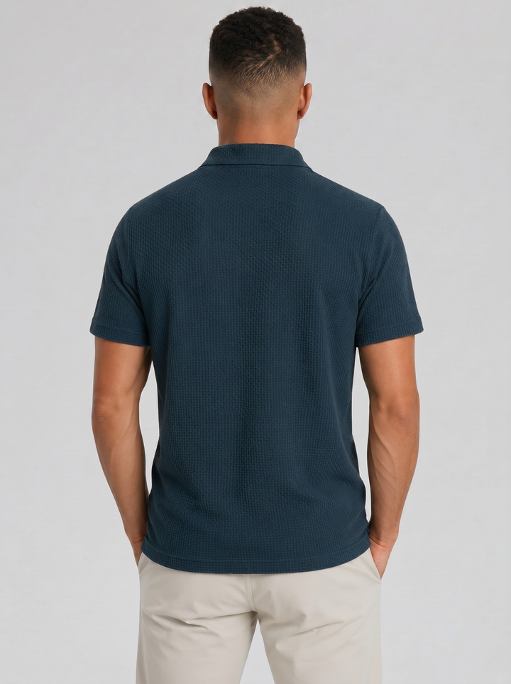 Men's Textured Knit Polo Shirt – Smart Casual Summer Style