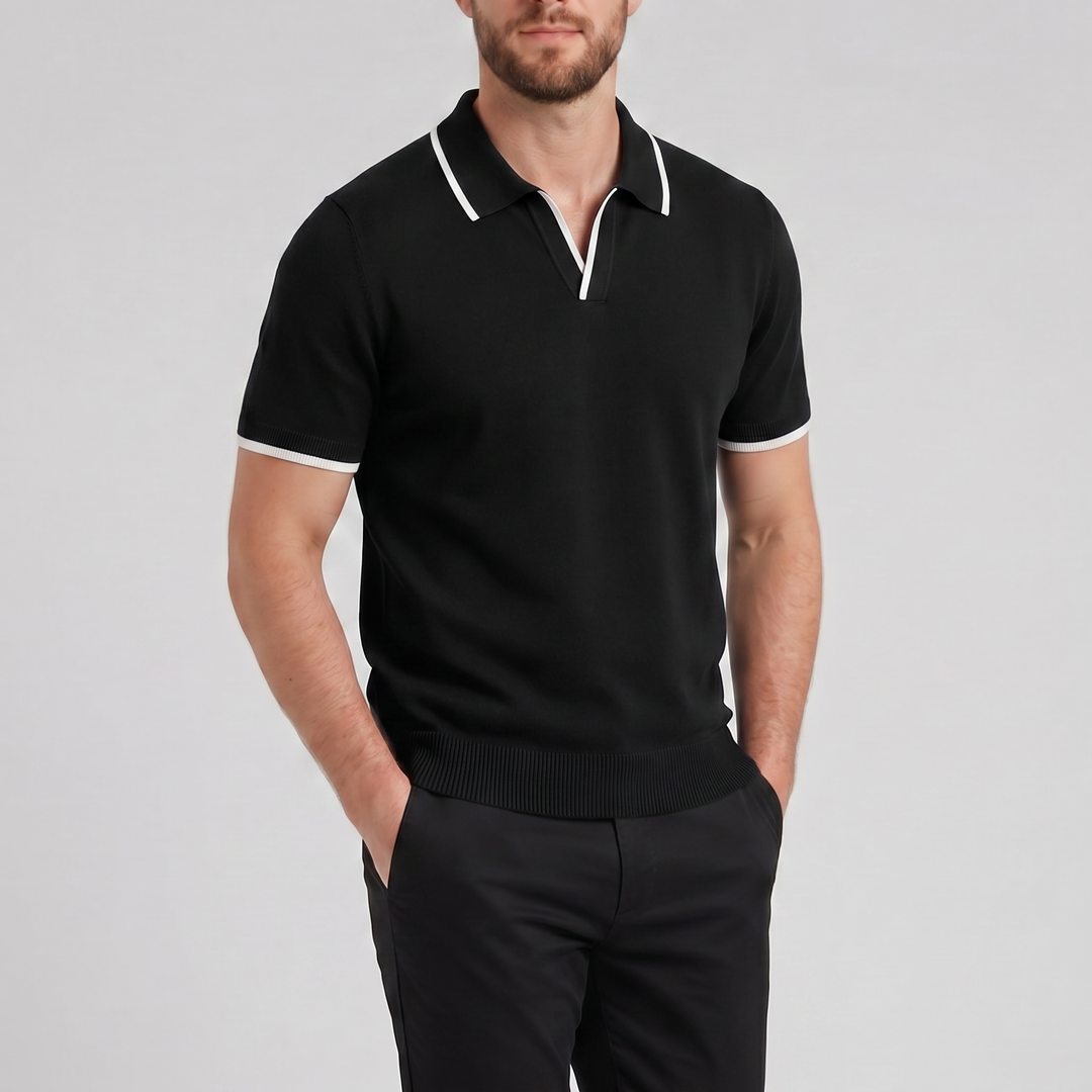 Men’s Tonal Contrast Knit Polo | Celestiella