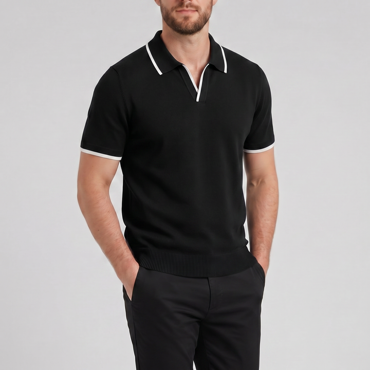 Men’s Tonal Contrast Knit Polo | Celestiella