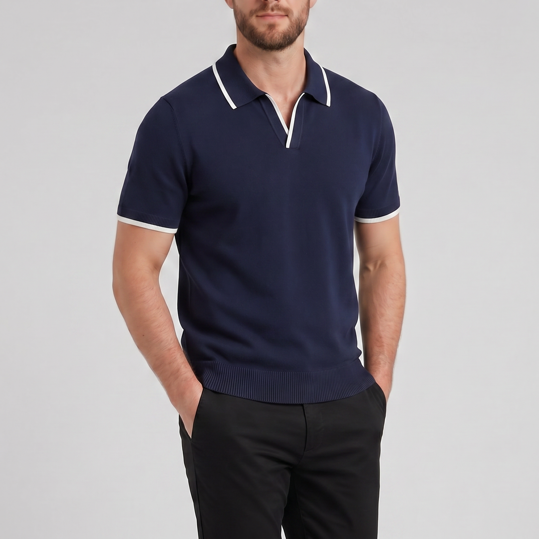 Men’s Tonal Contrast Knit Polo | Celestiella