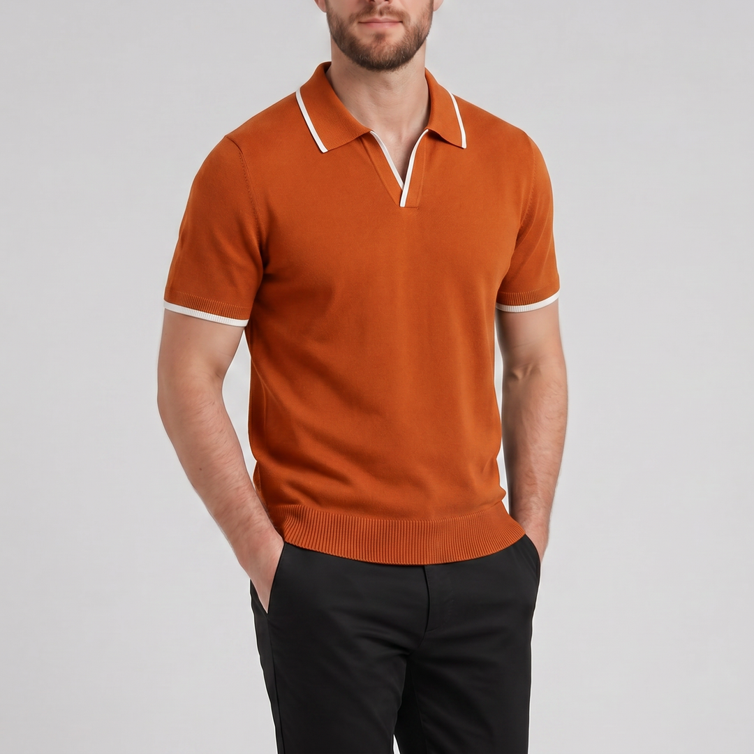 Men’s Tonal Contrast Knit Polo | Celestiella