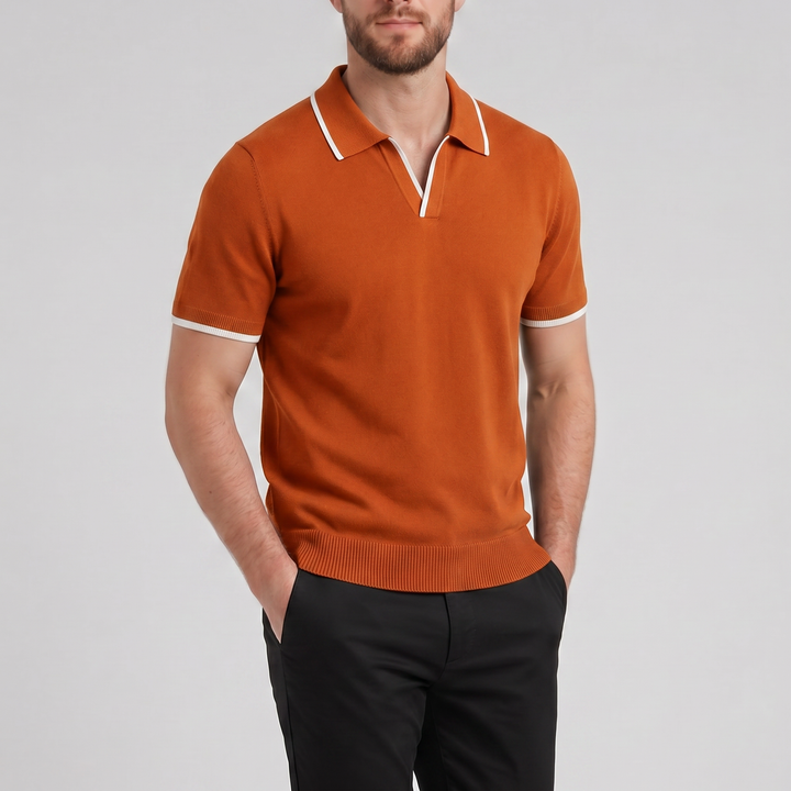 Men’s Tonal Contrast Knit Polo | Celestiella