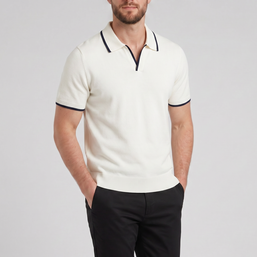 Men’s Tonal Contrast Knit Polo | Celestiella