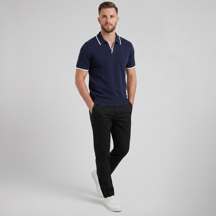 Men’s Tonal Contrast Knit Polo | Celestiella