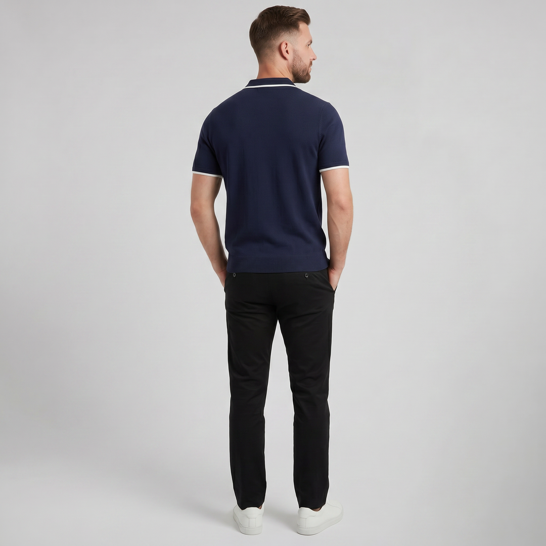 Men’s Tonal Contrast Knit Polo | Celestiella