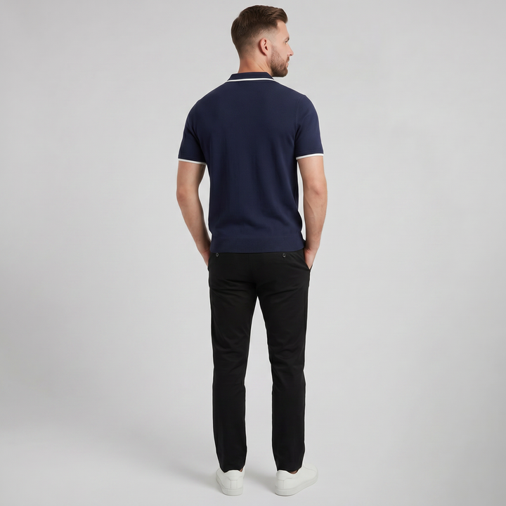 Men’s Tonal Contrast Knit Polo | Celestiella