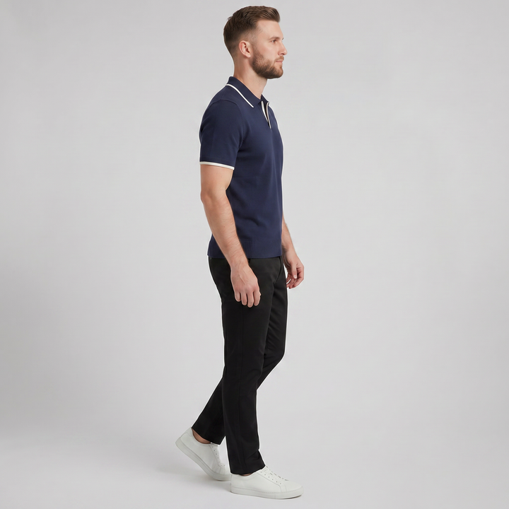 Men’s Tonal Contrast Knit Polo | Celestiella
