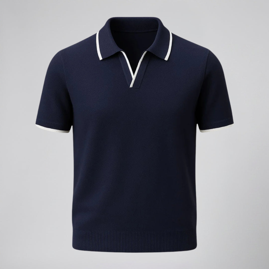 Men’s Tonal Contrast Knit Polo | Celestiella