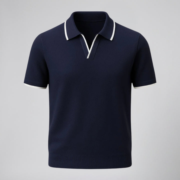 Men’s Tonal Contrast Knit Polo | Celestiella