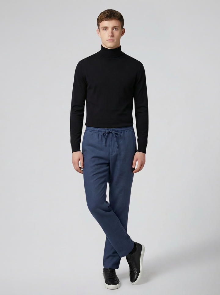 Men's Wide-Leg Linen Utility Trousers – Relaxed Breathable Everyday