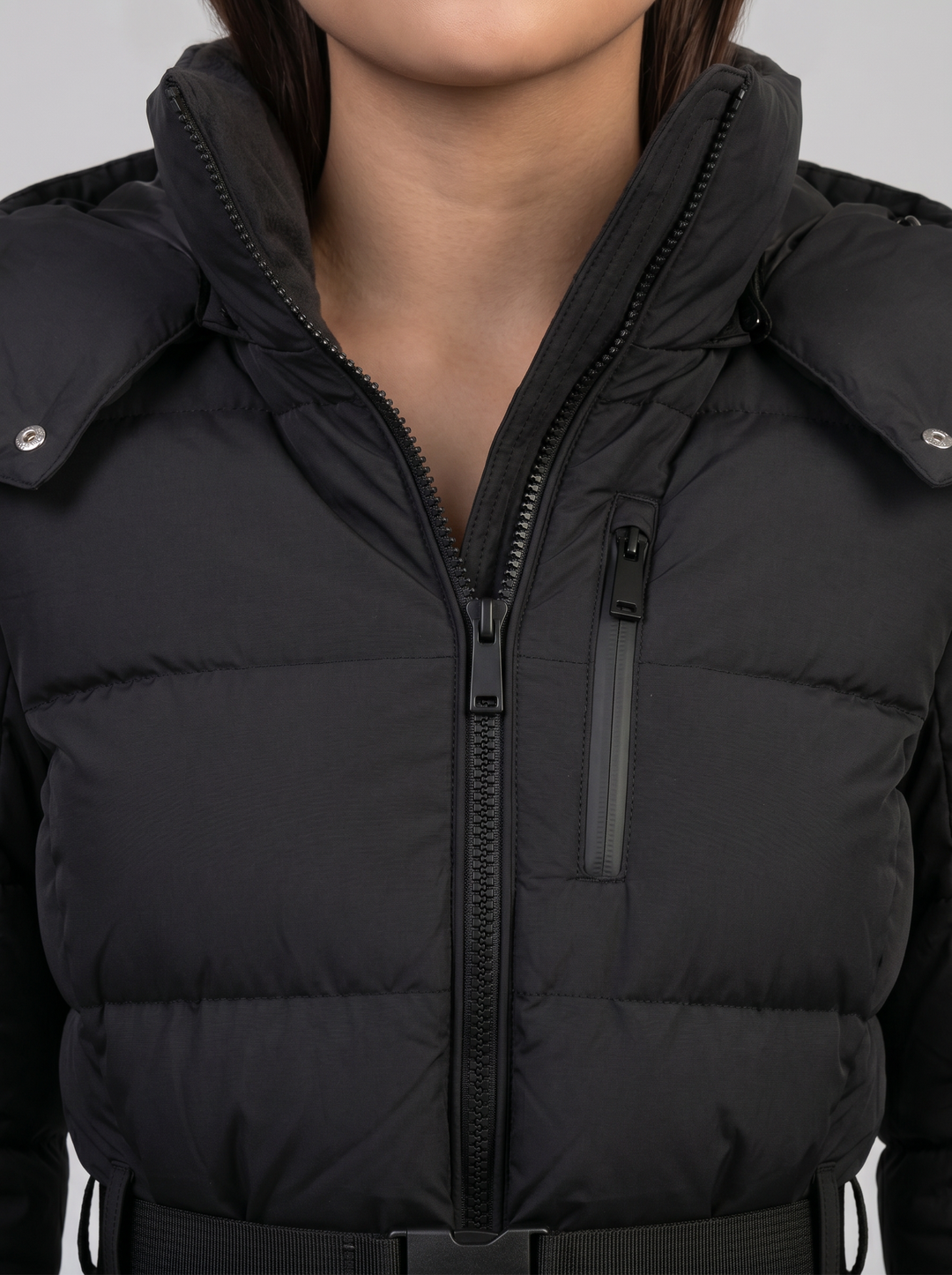 Women's Puffer Jacket – Belted Hooded