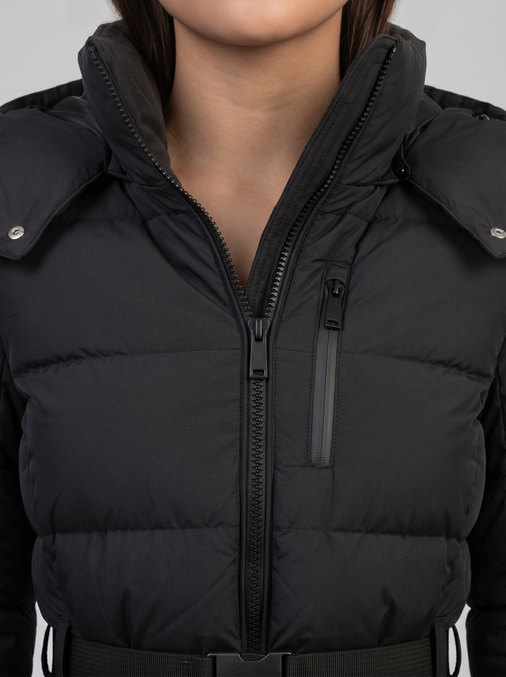 Women's Puffer Jacket – Belted Hooded