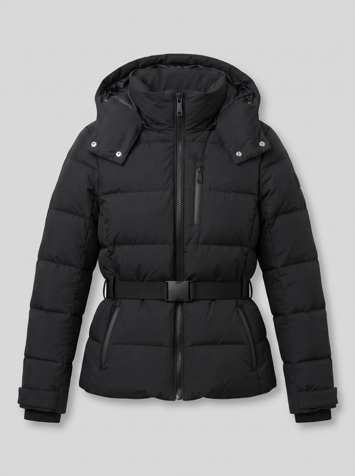 Women's Puffer Jacket – Belted Hooded