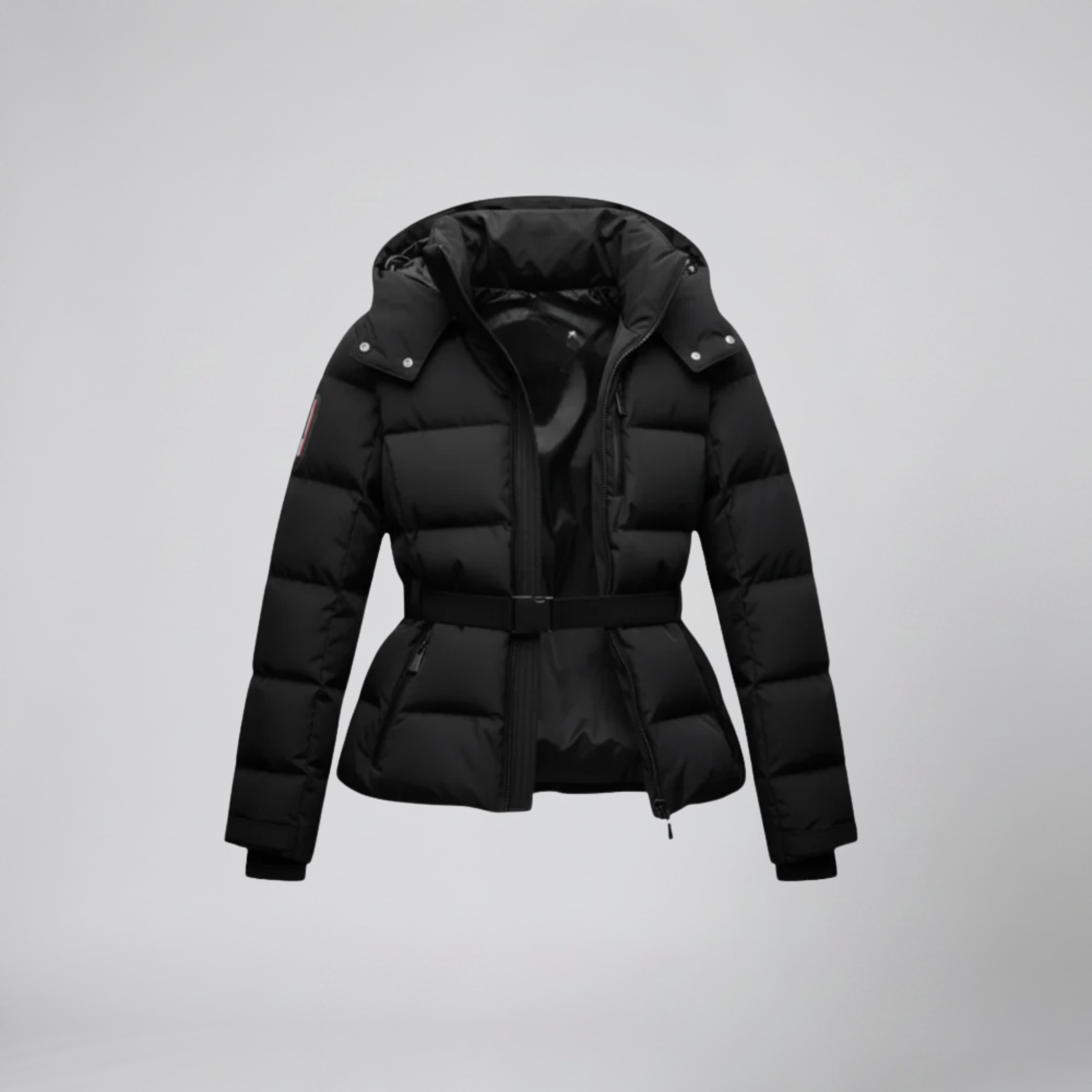 Women’s Belted Puffer Hooded Jacket | Celestiella