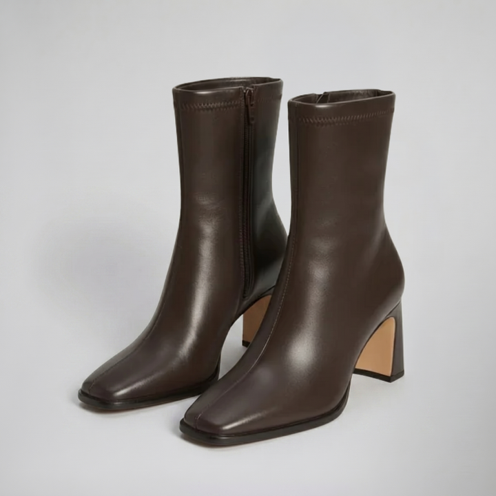 Women’s Block Heel Leather Boots | Celestiella