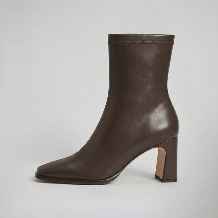 Women’s Block Heel Leather Boots | Celestiella