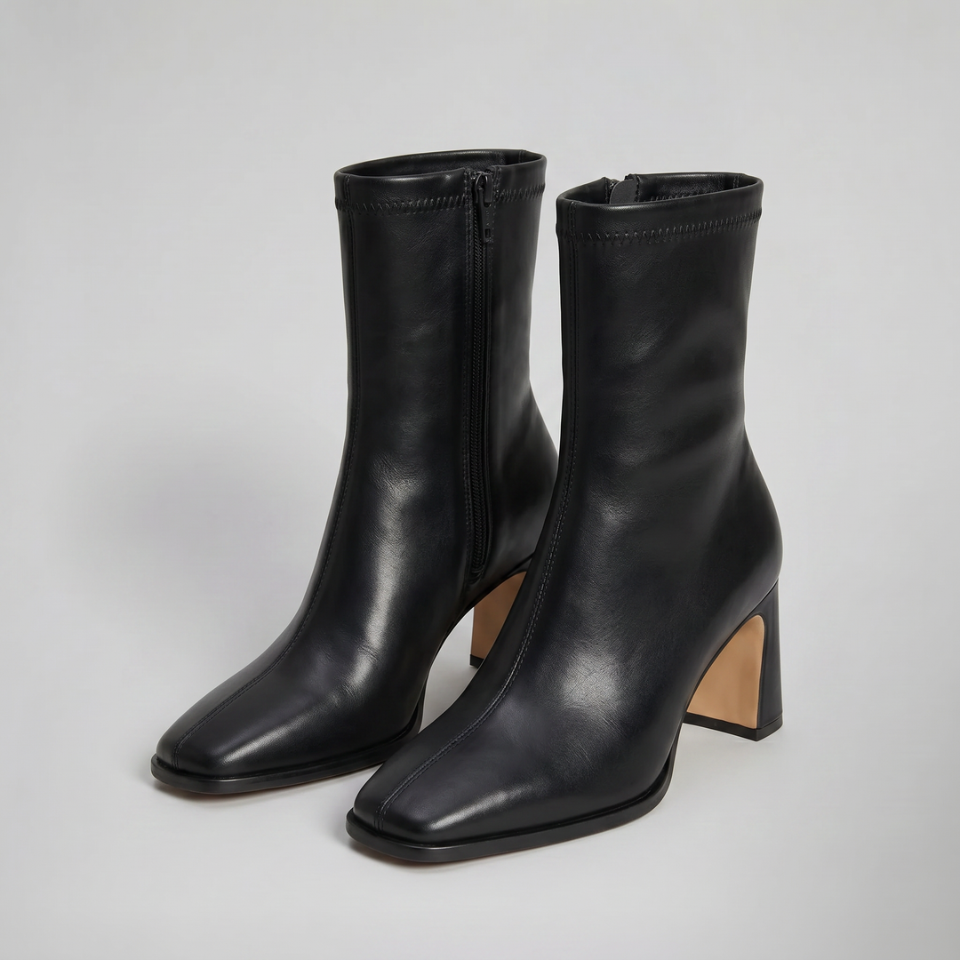 Women’s Block Heel Leather Boots | Celestiella