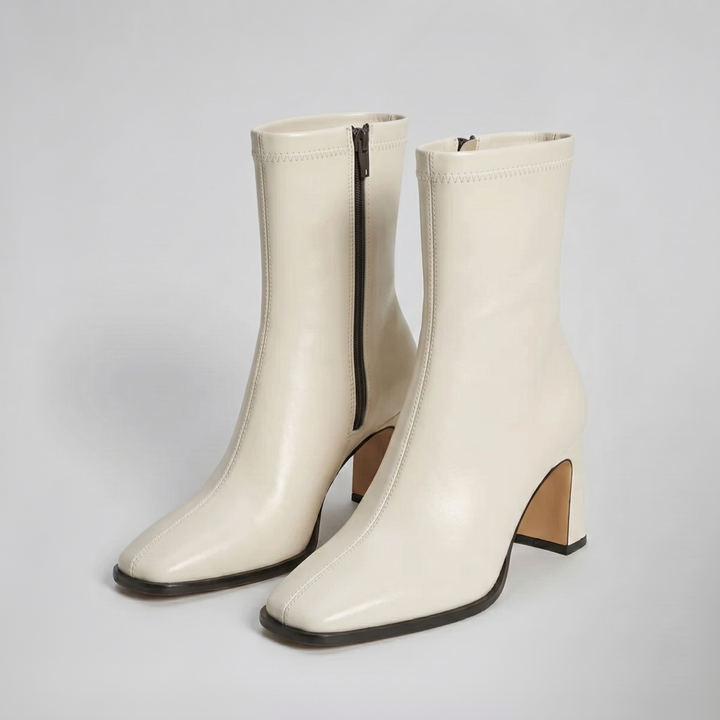 Women’s Block Heel Leather Boots | Celestiella