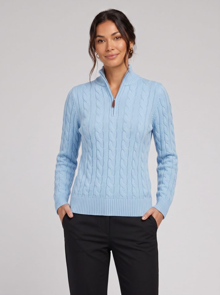 Women's Jumper – Cable Knit Half-Zip