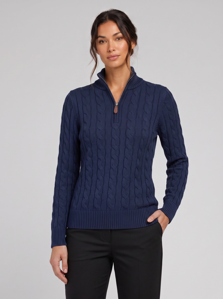 Women's Jumper – Cable Knit Half-Zip