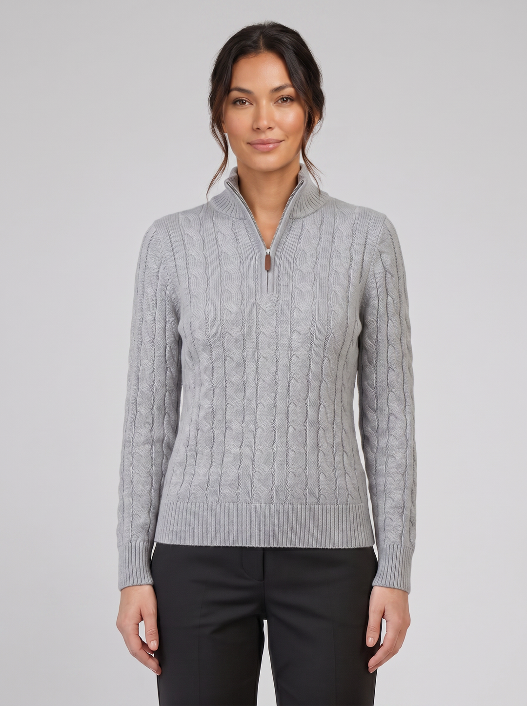 Women's Jumper – Cable Knit Half-Zip