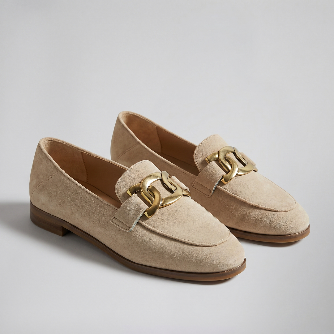 Women’s Chain-Detail Suede Loafers | Celestiella