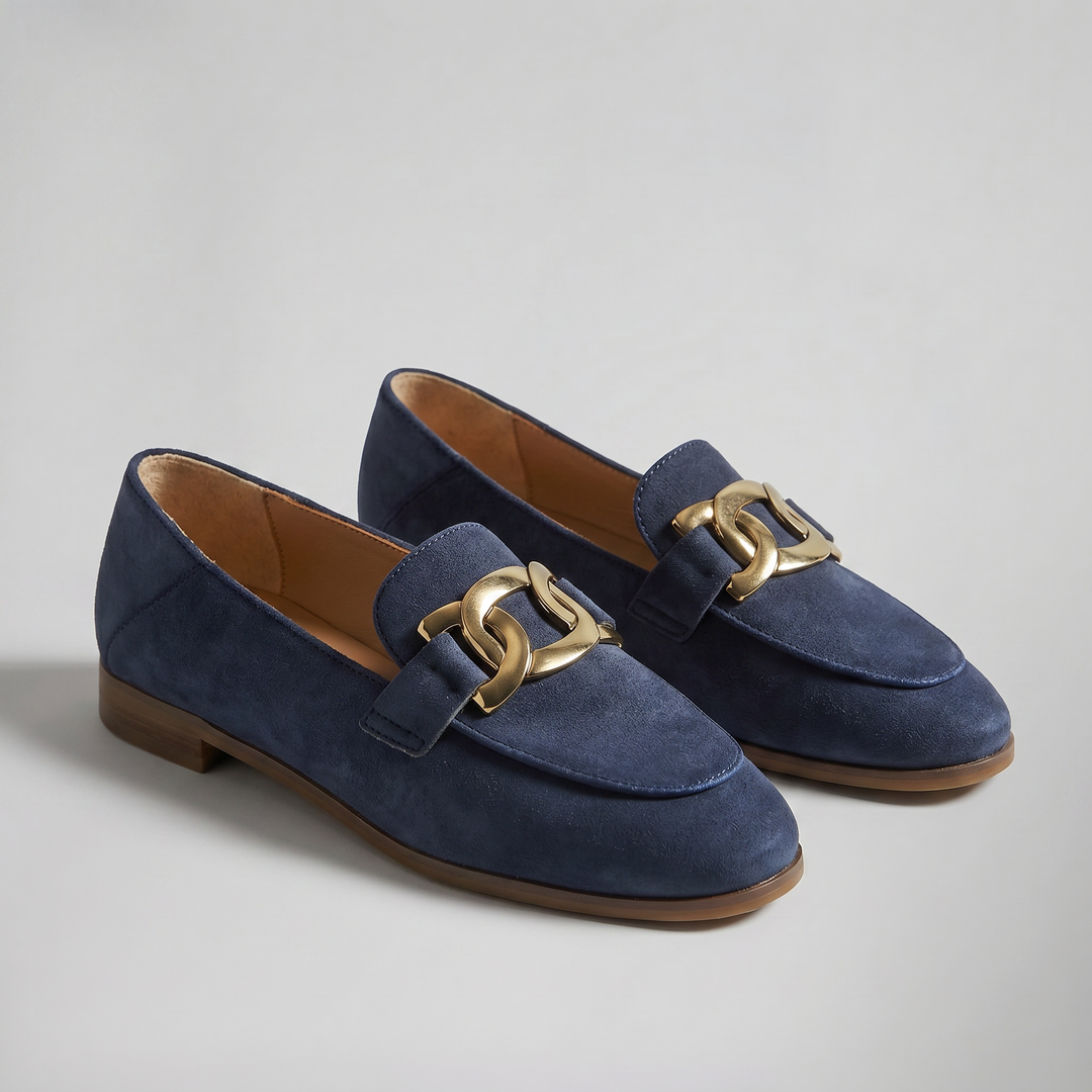 Women’s Chain-Detail Suede Loafers | Celestiella