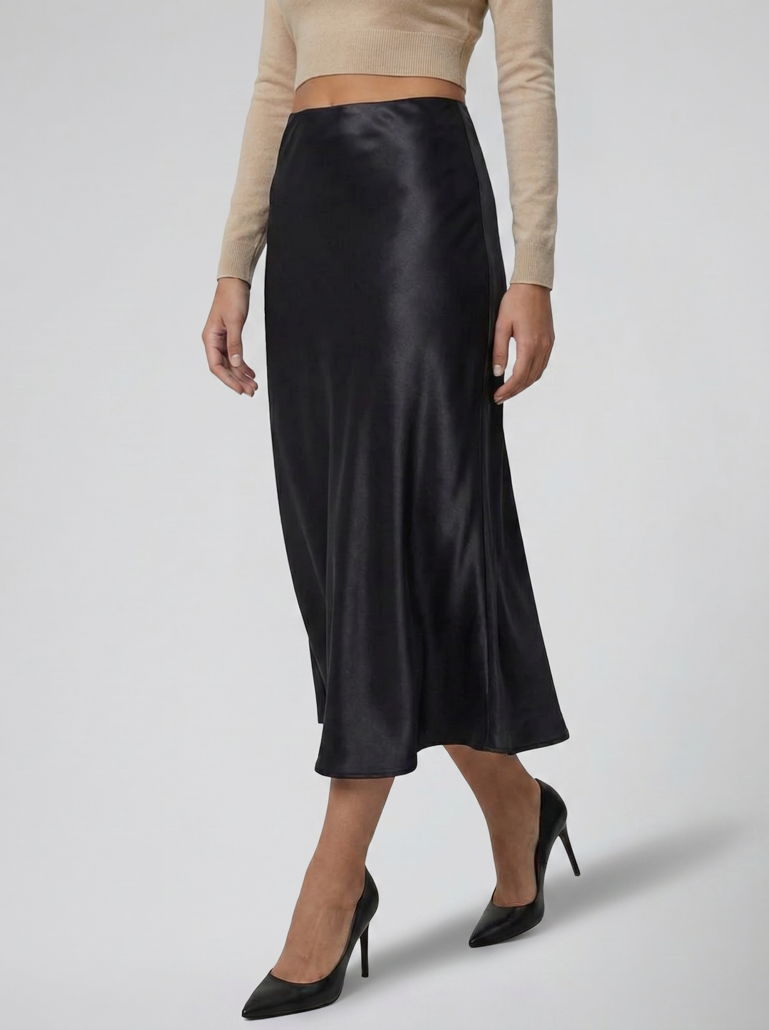 Women's Satin Midi Skirt – Champagne