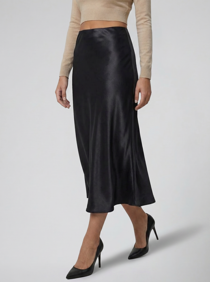 Women's Satin Midi Skirt – Champagne