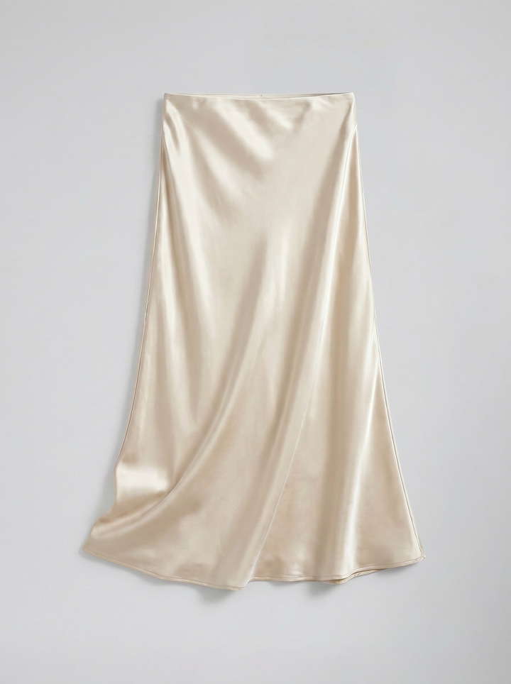 Women's Satin Midi Skirt – Champagne