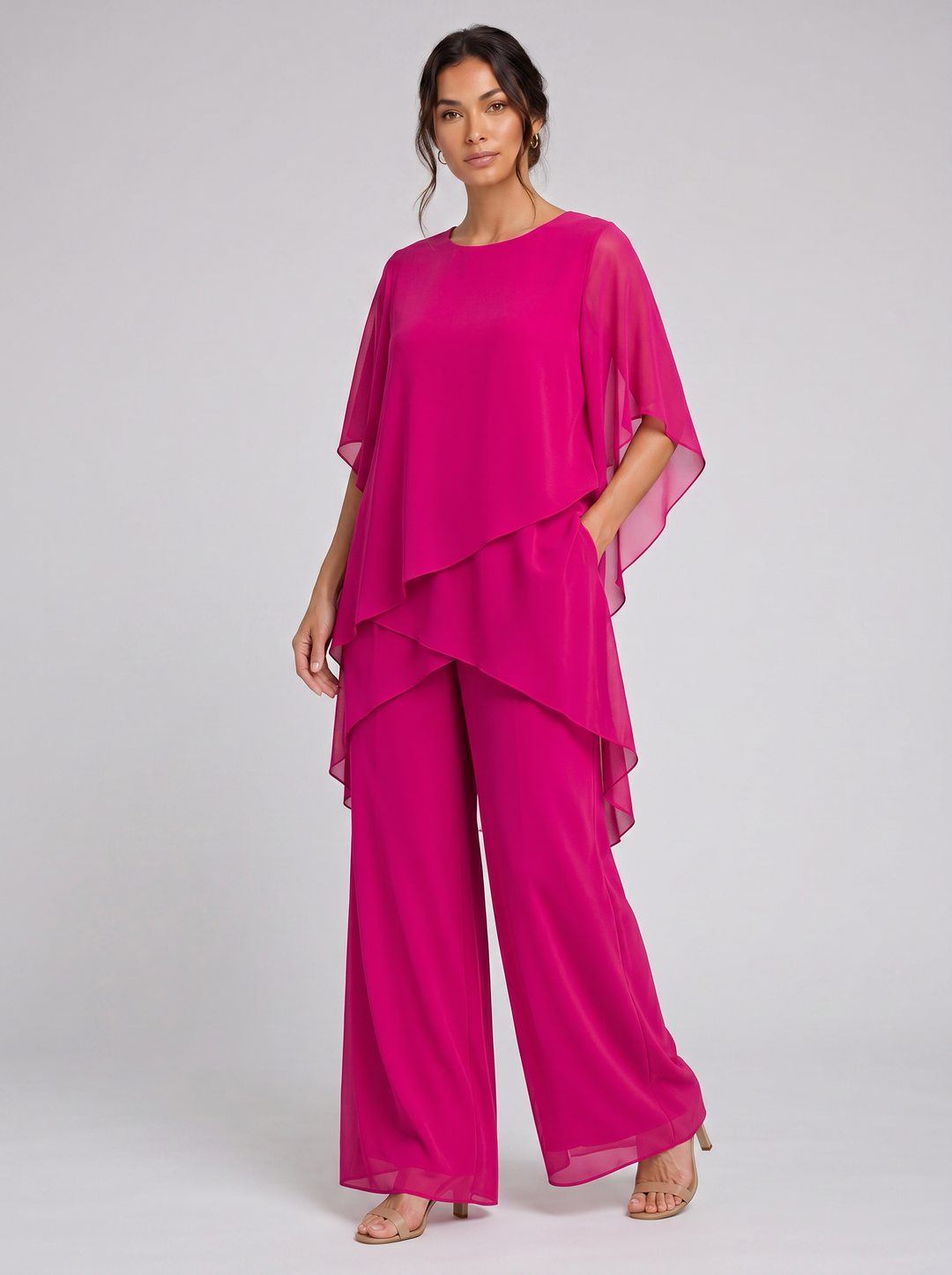 Women's Chiffon Two-Piece Set – Flowing Wide-Leg Fit