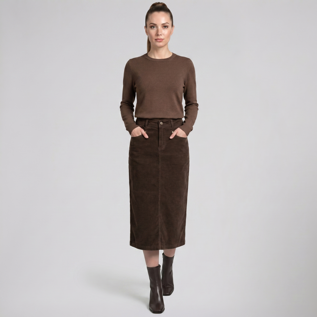 Women’s Corduroy Midi Skirt | Celestiella