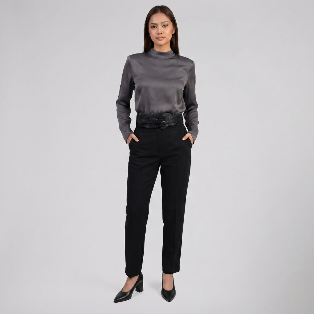Women’s Croc-Texture Buckle Leather Belt | Celestiella