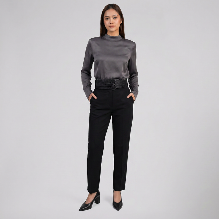 Women’s Croc-Texture Buckle Leather Belt | Celestiella