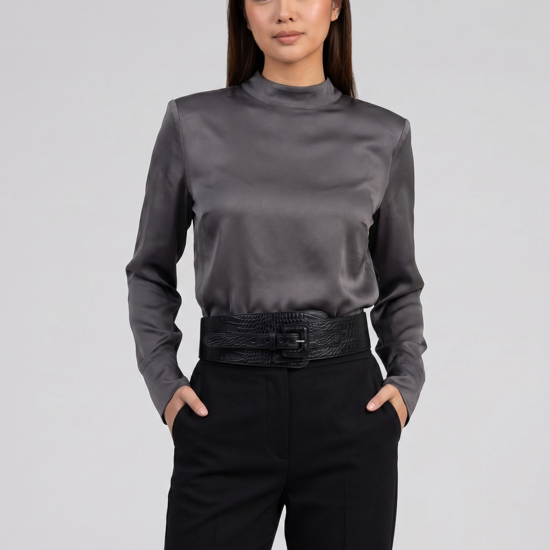 Women’s Croc-Texture Buckle Leather Belt | Celestiella