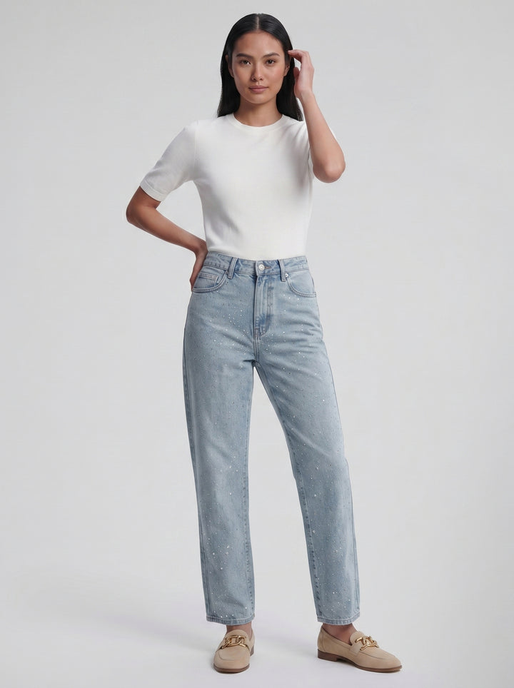 Women's Jeans – Rhinestone Straight-Leg | Celestiella