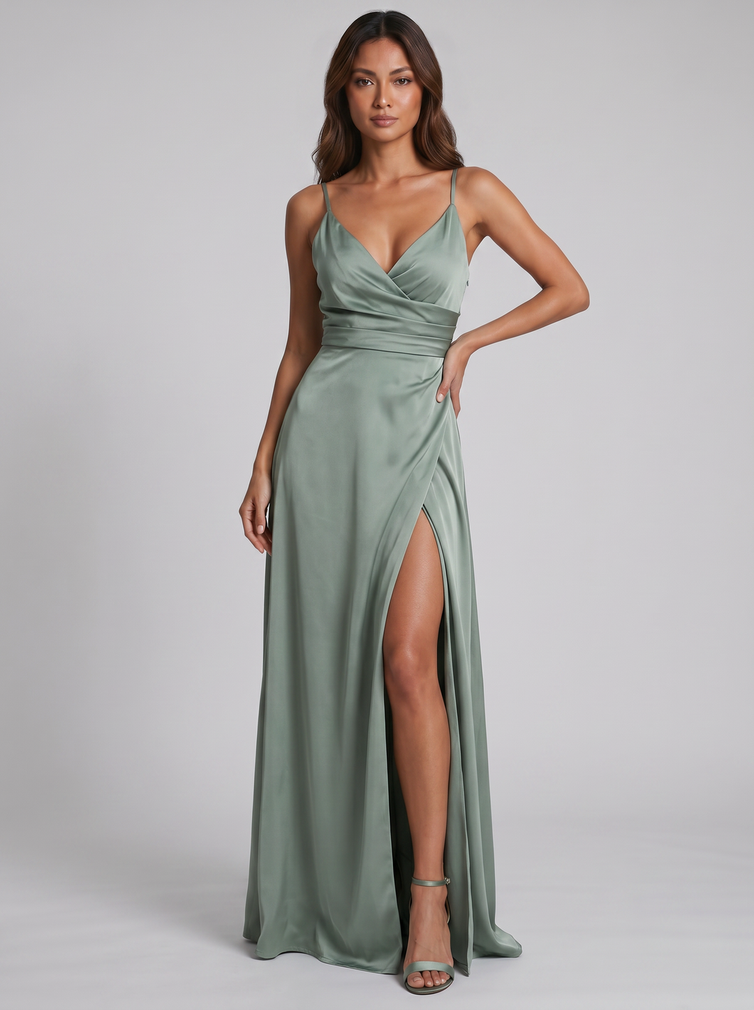 Women's Maxi Dress – Deep V-Neck Open-Back Evening Style