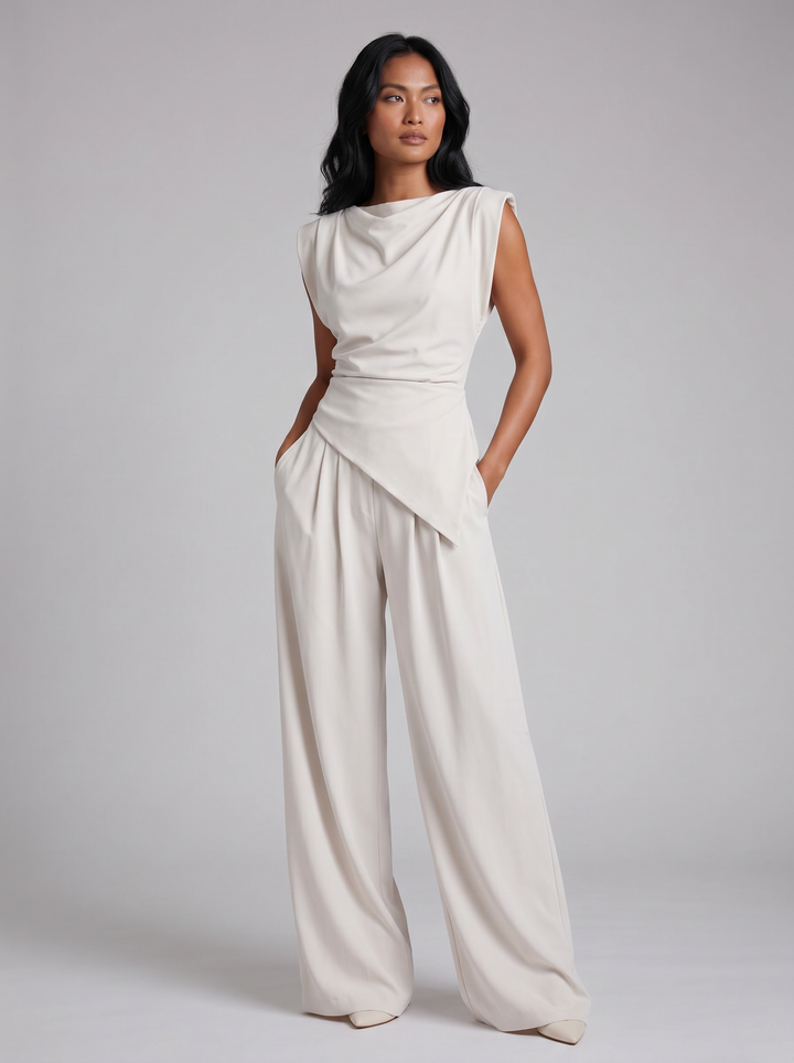 Women's Draped Two-Piece Co-Ord Set – Relaxed Lounge Style