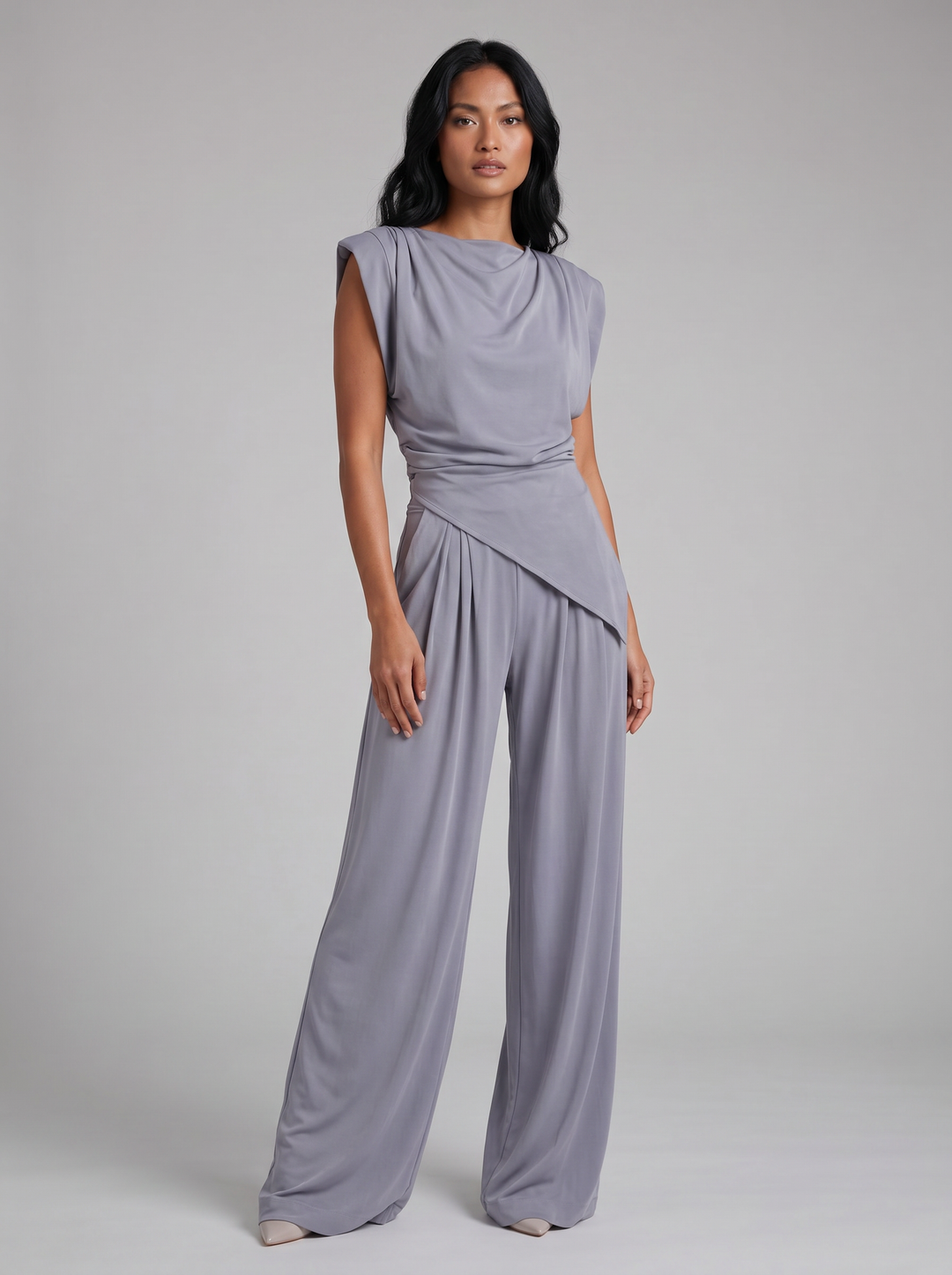 Women's Draped Two-Piece Co-Ord Set – Relaxed Lounge Style