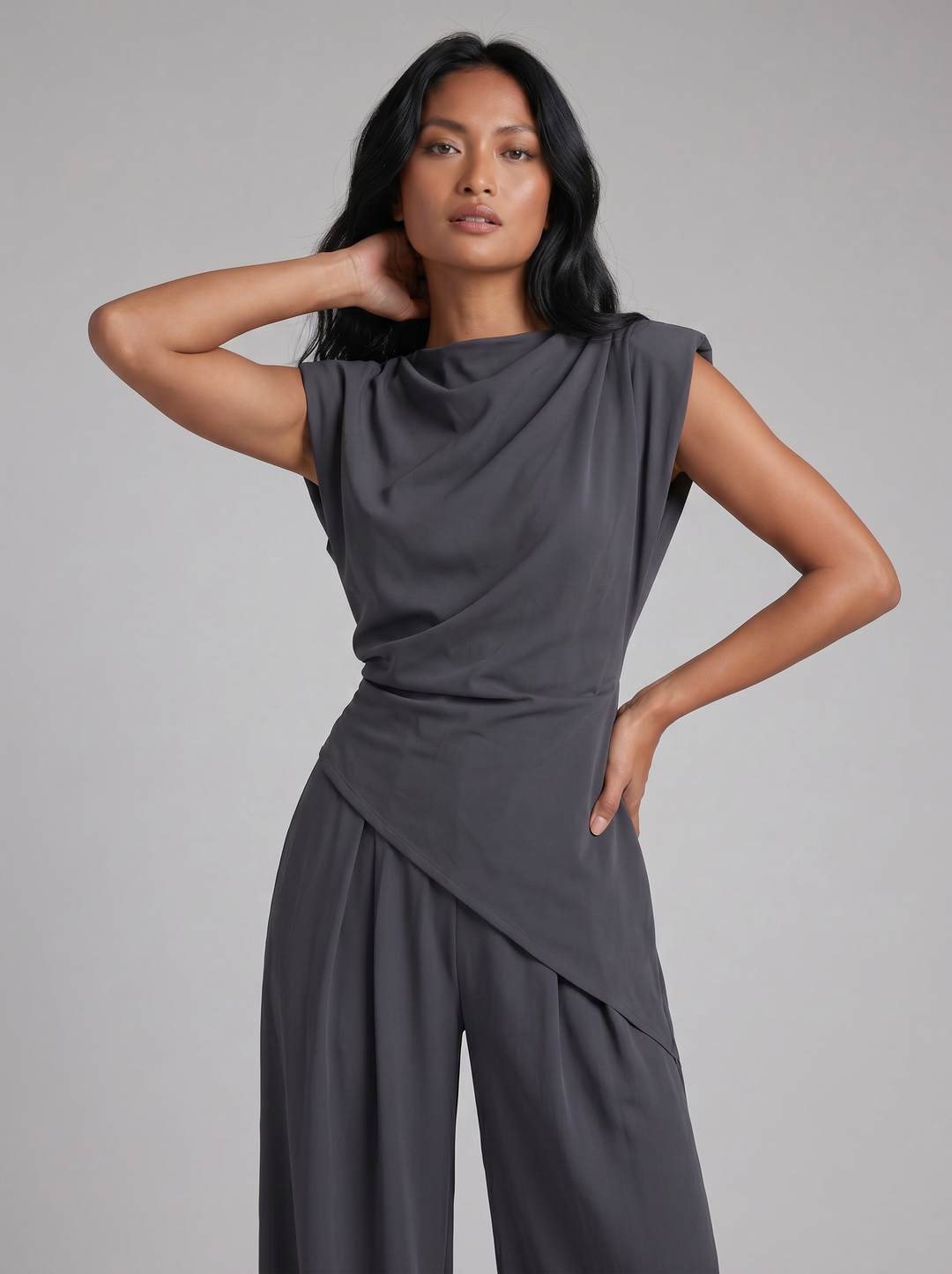 Women's Draped Two-Piece Co-Ord Set – Relaxed Lounge Style