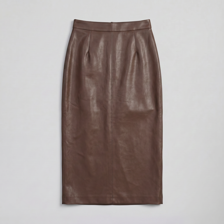 Women's Faux-Leather Pencil Midi Skirt – Refined Tailored Finish