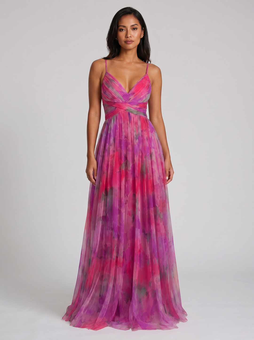 Women's Floral Pleated Maxi Dress – Flowing Silhouette