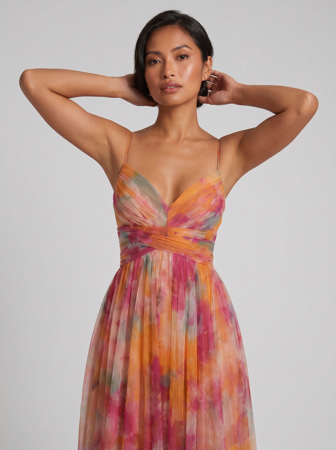 Women's Floral Pleated Maxi Dress – Flowing Silhouette