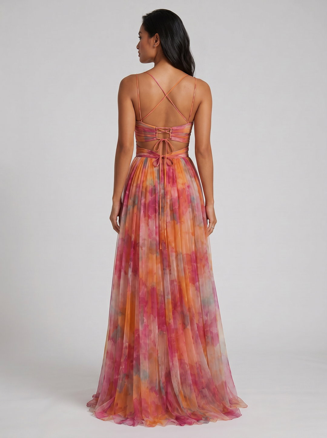 Women's Floral Pleated Maxi Dress – Flowing Silhouette