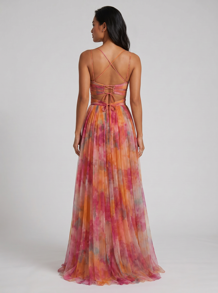 Women's Floral Pleated Maxi Dress – Flowing Silhouette
