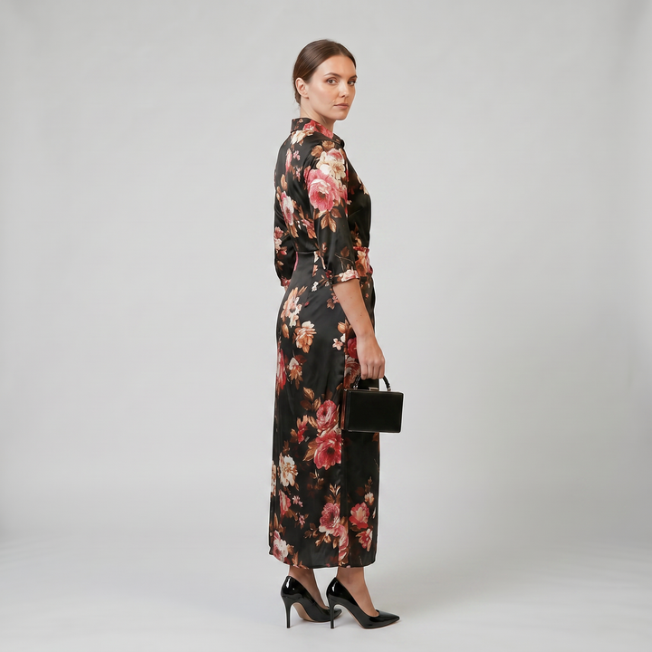 Women's Maxi Dress – Floral Print Long-Sleeve