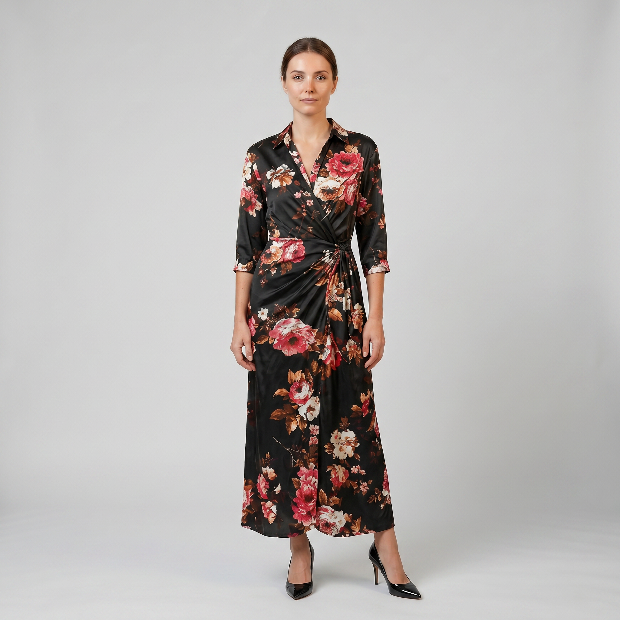 Women’s Floral Print Long-Sleeve Maxi Dress | Celestiella