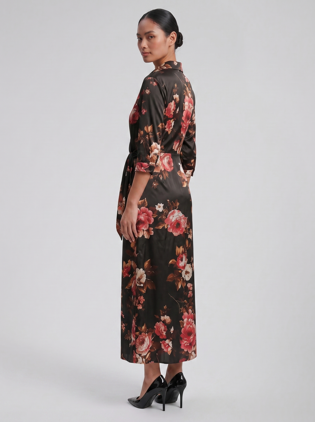 Women's Maxi Dress – Floral Print Long-Sleeve