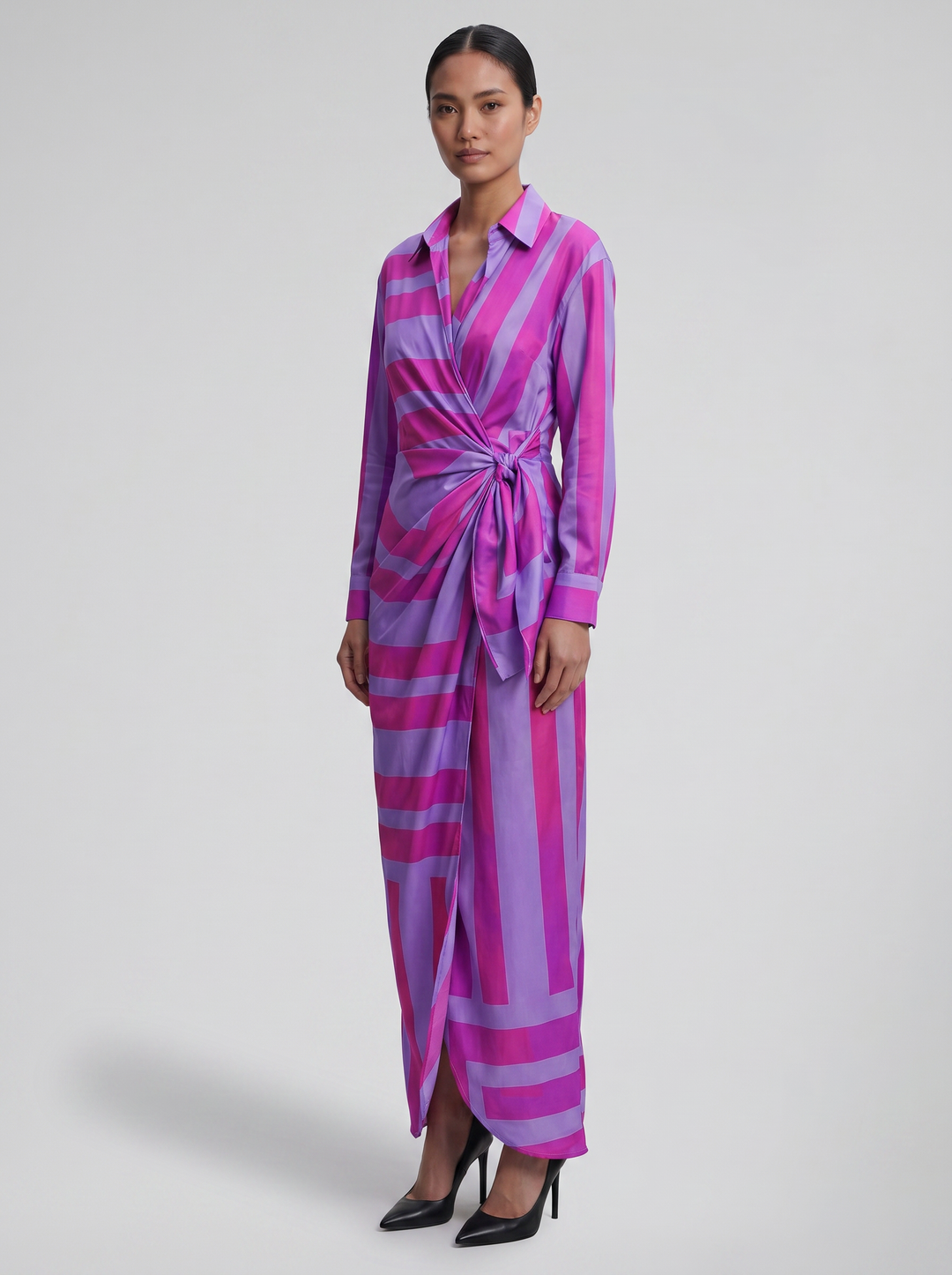 Women's Maxi Dress – Floral Print Long-Sleeve
