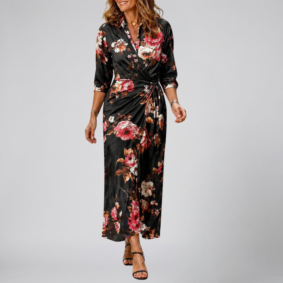 Women's Maxi Dress, Floral Print Long-Sleeve